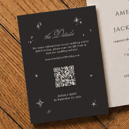 Tarjeta De Recepción Detalles de Boda Negra y Melancólica Código Qr