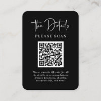 Detalles de Boda negro moderno simple con código Q