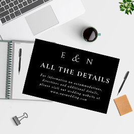 Tarjeta De Recepción Detalles de Boda Negros Clásicos Modernos Simples