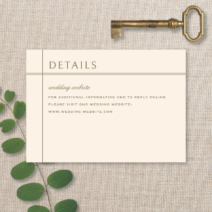 Tarjeta De Recepción Detalles de Boda Neutros de Catálogo de Biblioteca