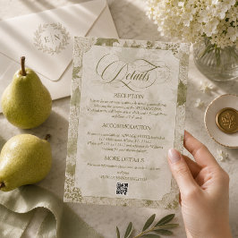 Tarjeta De Recepción Detalles de boda neutros en verde oliva