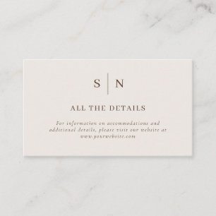 Tarjeta De Recepción Detalles de Boda Neutros Mínimos y Elegantes Det