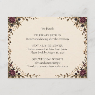 Tarjeta De Recepción Detalles de Boda Once Upon a Midnight Plum Rose