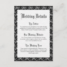 Tarjeta De Recepción Detalles de Boda Ornamentales en Blanco y Negro Gó