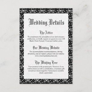 Tarjeta De Recepción Detalles de Boda Ornamentales en Blanco y Negro Gó