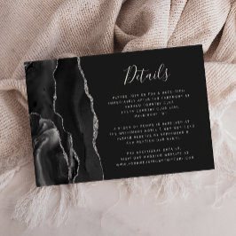Tarjeta De Recepción Detalles de Boda Oscura con Agata Negra Plateada M