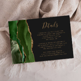 Tarjeta De Recepción Detalles de Boda Oscura Hunter Verde Oro Ágata