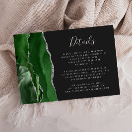 Tarjeta De Recepción Detalles de Boda Oscura Hunter Verde Plata Ágata