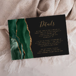 Tarjeta De Recepción Detalles de Boda Oscuros Verde Esmeralda Ágata Dor