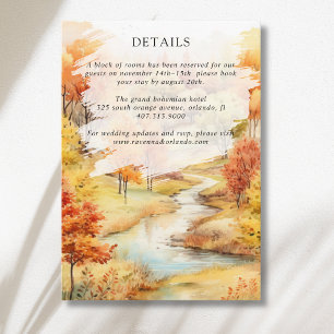 Tarjeta De Recepción Detalles de Boda Otoño Rojo Río Bosque