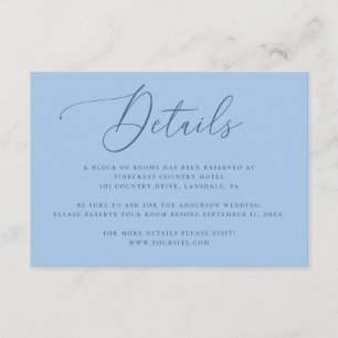 Tarjeta De Recepción Detalles de Boda Pastel Sky Blue   Información Min