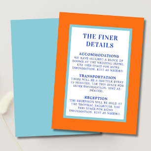 Tarjeta De Recepción Detalles de Boda Personalizados Modernos y Vibrant