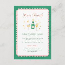 Tarjeta De Recepción Detalles de boda pintados a mano con encanto coque
