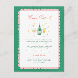 Tarjeta De Recepción Detalles de boda pintados a mano con encanto coque