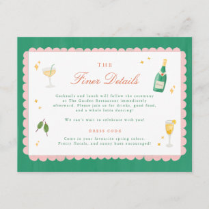 Tarjeta De Recepción Detalles de boda pintados a mano con encanto coque