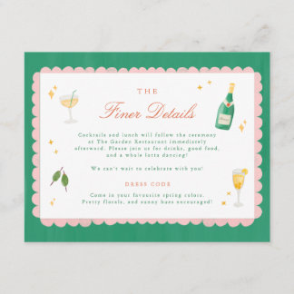 Tarjeta De Recepción Detalles de boda pintados a mano con encanto coque