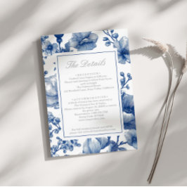 Tarjeta De Recepción Detalles de boda plateados y azul marino