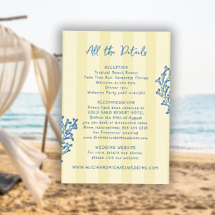 Tarjeta De Recepción Detalles de boda playera a rayas caprichosos retro