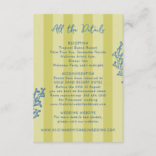 Tarjeta De Recepción Detalles de boda playera a rayas caprichosos retro