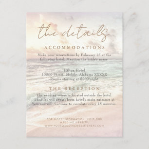 Tarjeta De Recepción Detalles de Boda Puesta del Sol en la Playa/Orilla