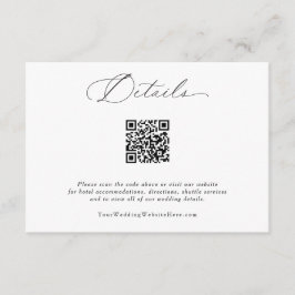 Tarjeta De Recepción Detalles de Boda QR Caligrafía Delicada Elegante
