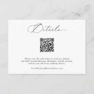 Tarjeta De Recepción Detalles de Boda QR Caligrafía Delicada Elegante