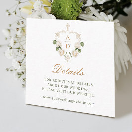 Tarjeta De Recepción Detalles de Boda Religiosa con Marco de Rosas Blan