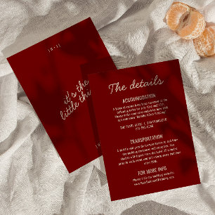 Tarjeta De Recepción Detalles de Boda Retro Caprichosos de Color Rojo P