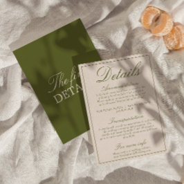 Tarjeta De Recepción Detalles de boda retro con oliva elegante y dinero