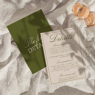 Tarjeta De Recepción Detalles de boda retro con oliva elegante y dinero