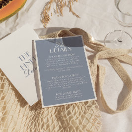 Tarjeta De Recepción Detalles de Boda Retro de Dinero Antiguo Azul Polv
