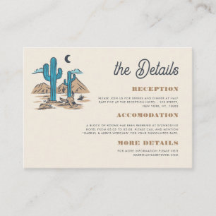 Tarjeta De Recepción Detalles de Boda Retro del Desierto Boho Cactus Ar