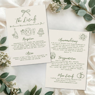 Tarjeta De Recepción Detalles de Boda Retro Dibujados a Mano