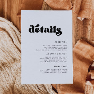 Tarjeta De Recepción Detalles de boda retro elegante en blanco y negro