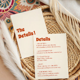 Tarjeta De Recepción Detalles de Boda Retro Naranja Quemada