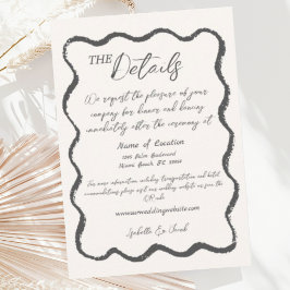 Tarjeta De Recepción Detalles de Boda Retro Ondulados Blanco y Negro Es