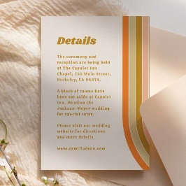 Tarjeta De Recepción Detalles de Boda Retro Rainbow Groovy de los 70
