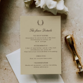 Tarjeta De Recepción Detalles de Boda Romántica en Rancho Western
