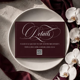 Tarjeta De Recepción Detalles de Boda Romántica Rojo Oscuro