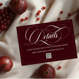 Tarjeta De Recepción Detalles de Boda Romántica Rojo Oscuro