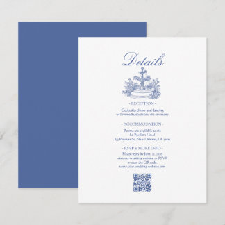 Tarjeta De Recepción Detalles de Boda Románticos Polvorientos Azules
