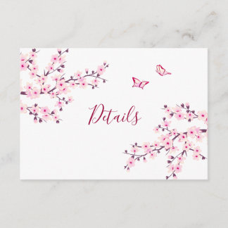 Tarjeta De Recepción Detalles de Boda Rosa Blanco Flor de Cerezo