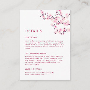 Tarjeta De Recepción Detalles de Boda Rosa Blanco Flor de Cerezo