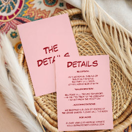 Tarjeta De Recepción Detalles de Boda Rosa Modernos