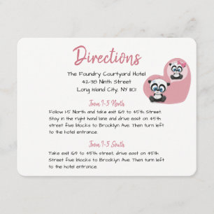 Tarjeta De Recepción Detalles de Boda Rosa Ositos Panda Corazón