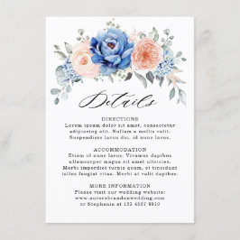 Tarjeta De Recepción Detalles de Boda Rosa Polvo Rosa Azul Marino