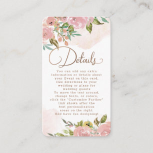 Tarjeta De Recepción Detalles de Boda Rosa Polvorienta Vintage Atractiv