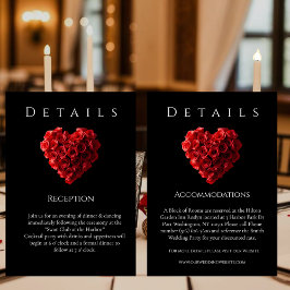 Tarjeta De Recepción Detalles de Boda - Rosas Rojas en Forma de Corazón