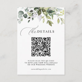 Tarjeta De Recepción Detalles de Boda RSVP Código QR Verde de Eucalipto