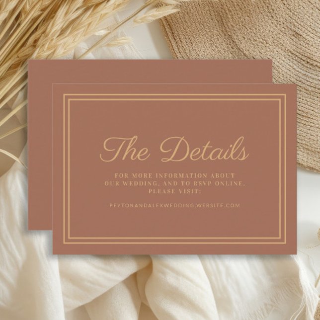 Tarjeta De Recepción Detalles de Boda Rust Burnt Orange  (Terracotta/burnt orange wedding details card)